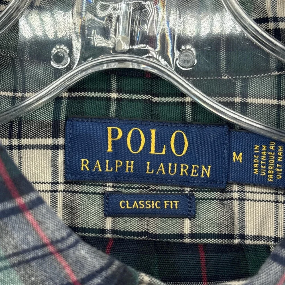 Polo Ralph Lauren Shirt Mens M Green Plaid Classic Fit Button Down Long Sleeve